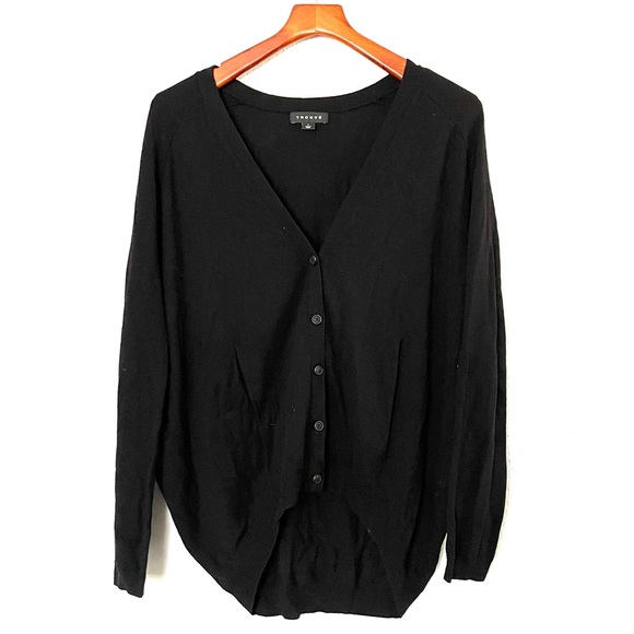 Trouve Sweaters - Trouvé Black Cardigan with Buttons